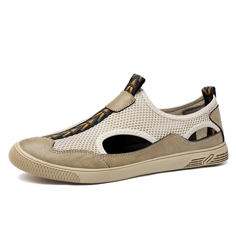 

Summer Men's Hollowed Out Casual Shoes Breathable Handcrafted Outdoor Hiking Shoes Trendy Flat Shoes for Commuting To Work