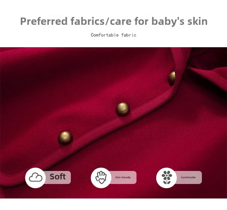 Description Picture 3 of itemGirls' wool thick red shawl cloak 2024 autumn and winter new baby hooded coat.