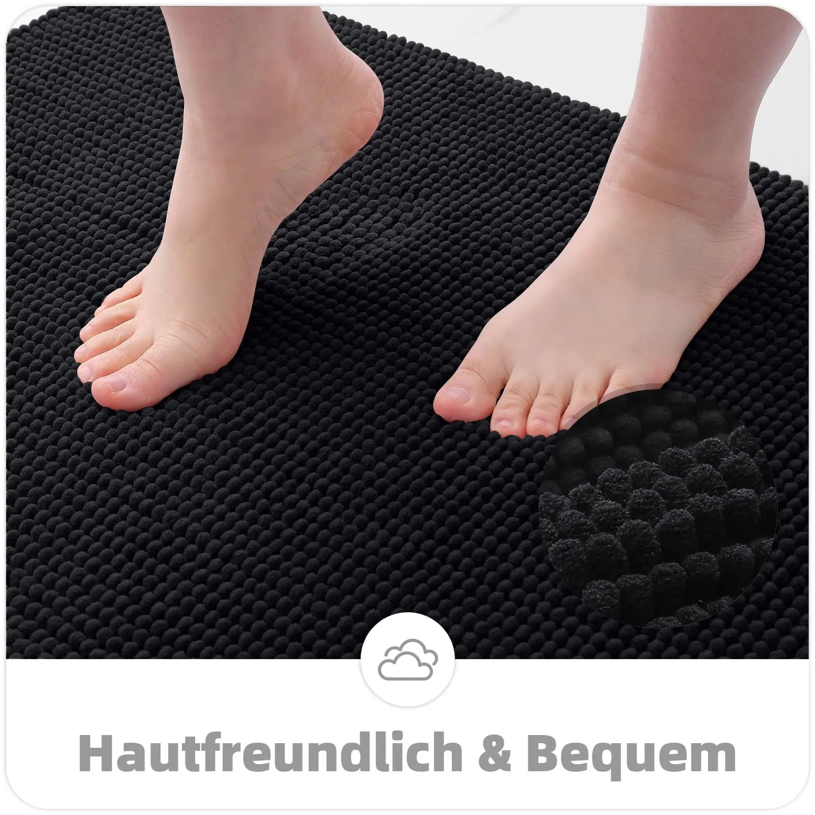 Hapihappy Bathroom Rug Chenille Bath Mat Non-Slip Bathroom Rug Soft Bath Mat Absorbent Bath Mat Washable Shower Mat for Bathroom 2