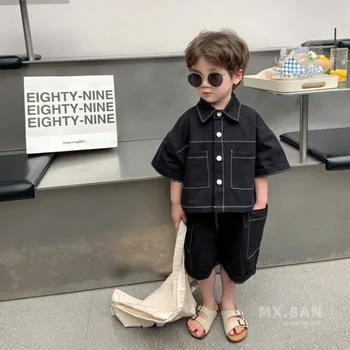 Abbigliamento estivo per bambini Vestiti per neonato Completi per bambini Set Camicia alla moda + Pantaloncini Set da 2 pezzi Abiti di compleanno 2-9 anni