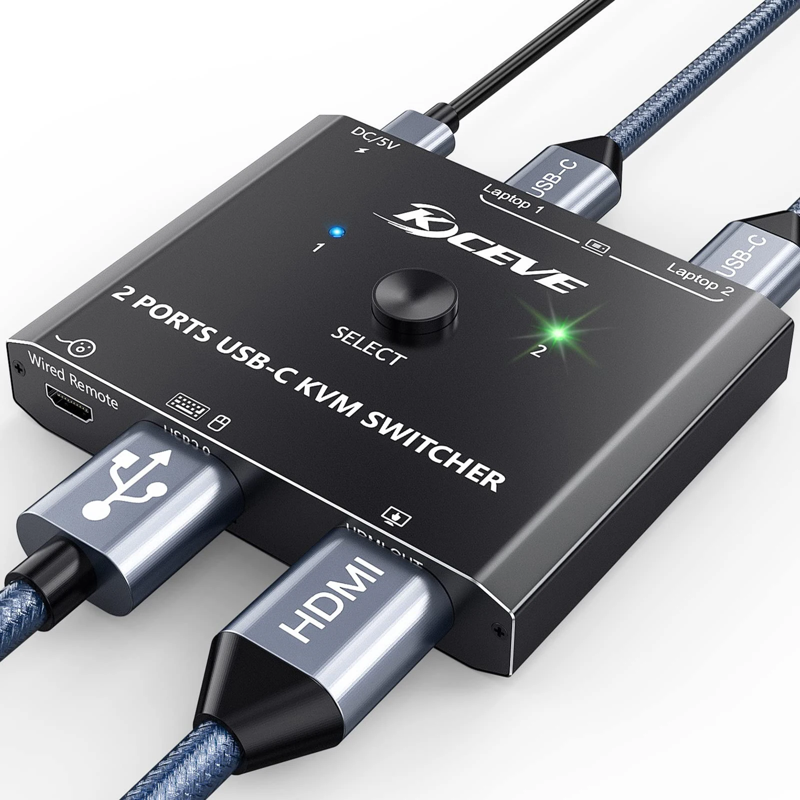 

2 Ports USB C KVM Switch,USB C Switch for 2 Computers Share HDMI Display and Keyboard Mouse,Compatible with Windows and MacOS