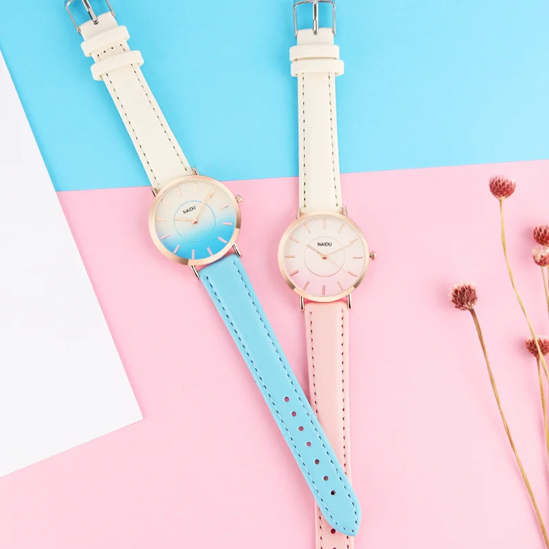 

New Casual Gradient Color Women Watches 2 Color Ramp Clock Ladies Watchstrap Female Quartz Wristwatches Feminino Zegarek Damski