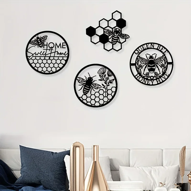 

CIFBUY Decoration Metal Art Bee Shape Wall Mounted Decor Ornament Indoor Fashion Wall Hanging Decoration Restaurant Home Store