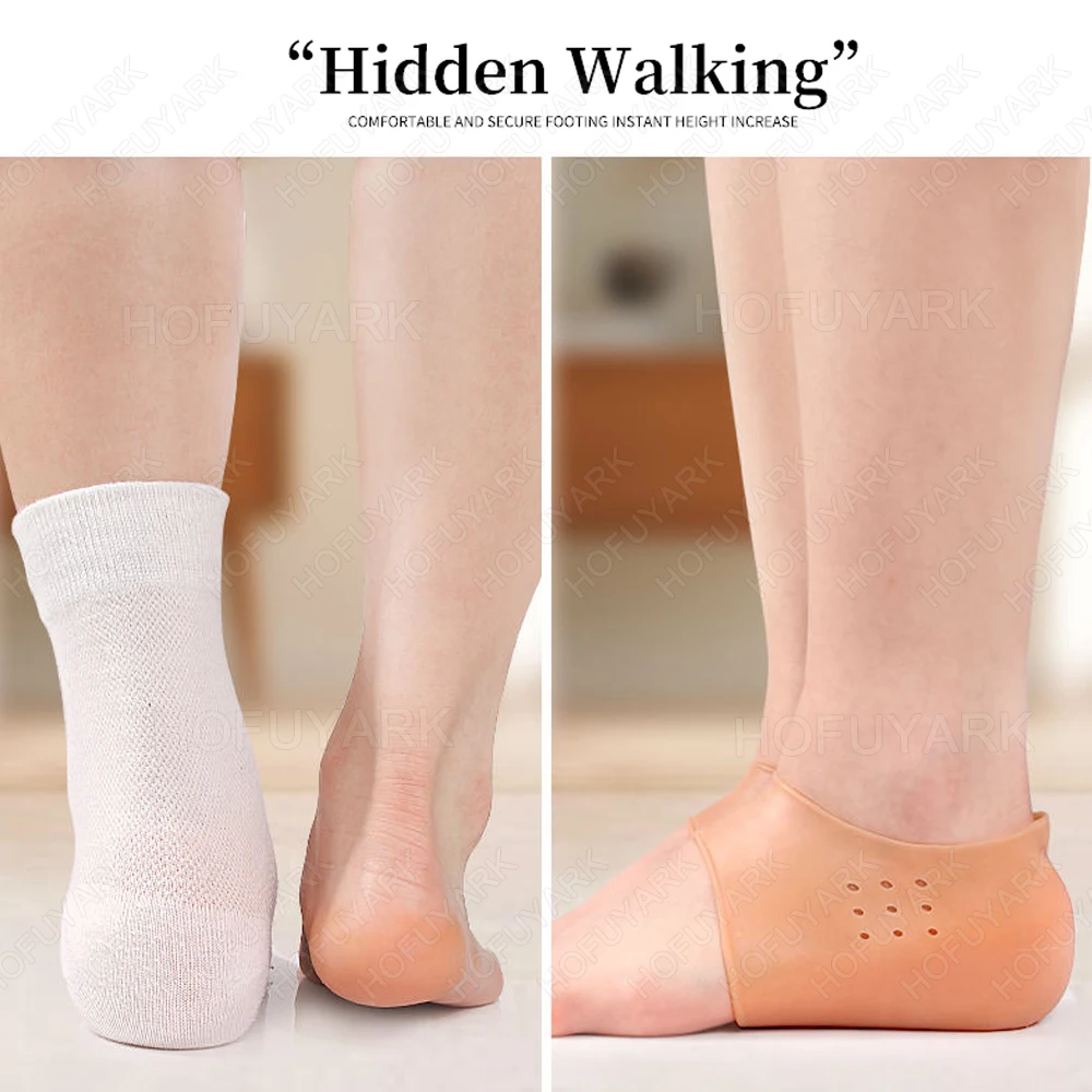 Invisible Height Increase Insole Silicone Socks Gel Heel Lift Inserts