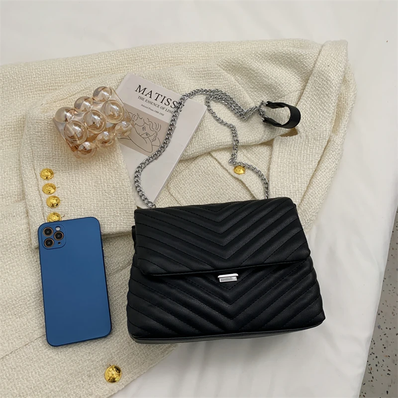 Marca de Luxo Bolsa do Telefone Bolsas Femininas Feminino Ombro Crossbody Corrente Couro Preto Elegante Pequena Aleta Móvel 2022 2 Computers & Electronics