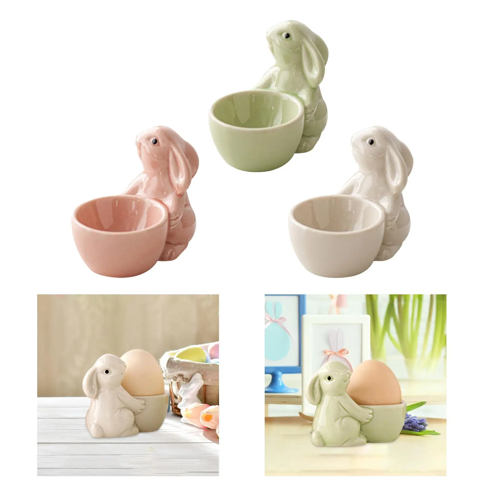 Ceramic Egg Cup Kitchen Utensils Breakfast Lunch Easter Tabletop Figurine Dinner Easter Bunny Egg Stand for Soft Boiled Egg