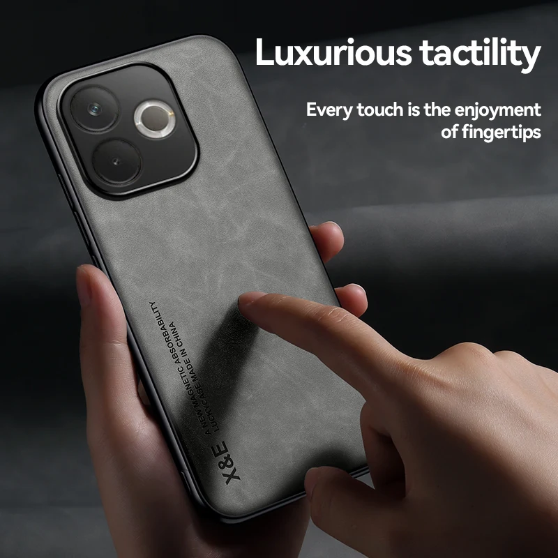 Luxury Leather Magnetic Car Holder Phone Case