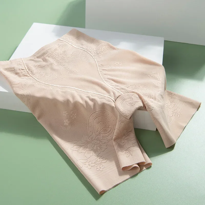 Safety Shorts Seamless Ice Silk Thin Women Postpartum Tummy Control Plus Size Protective Under Skirt Stretch Boxer Briefs