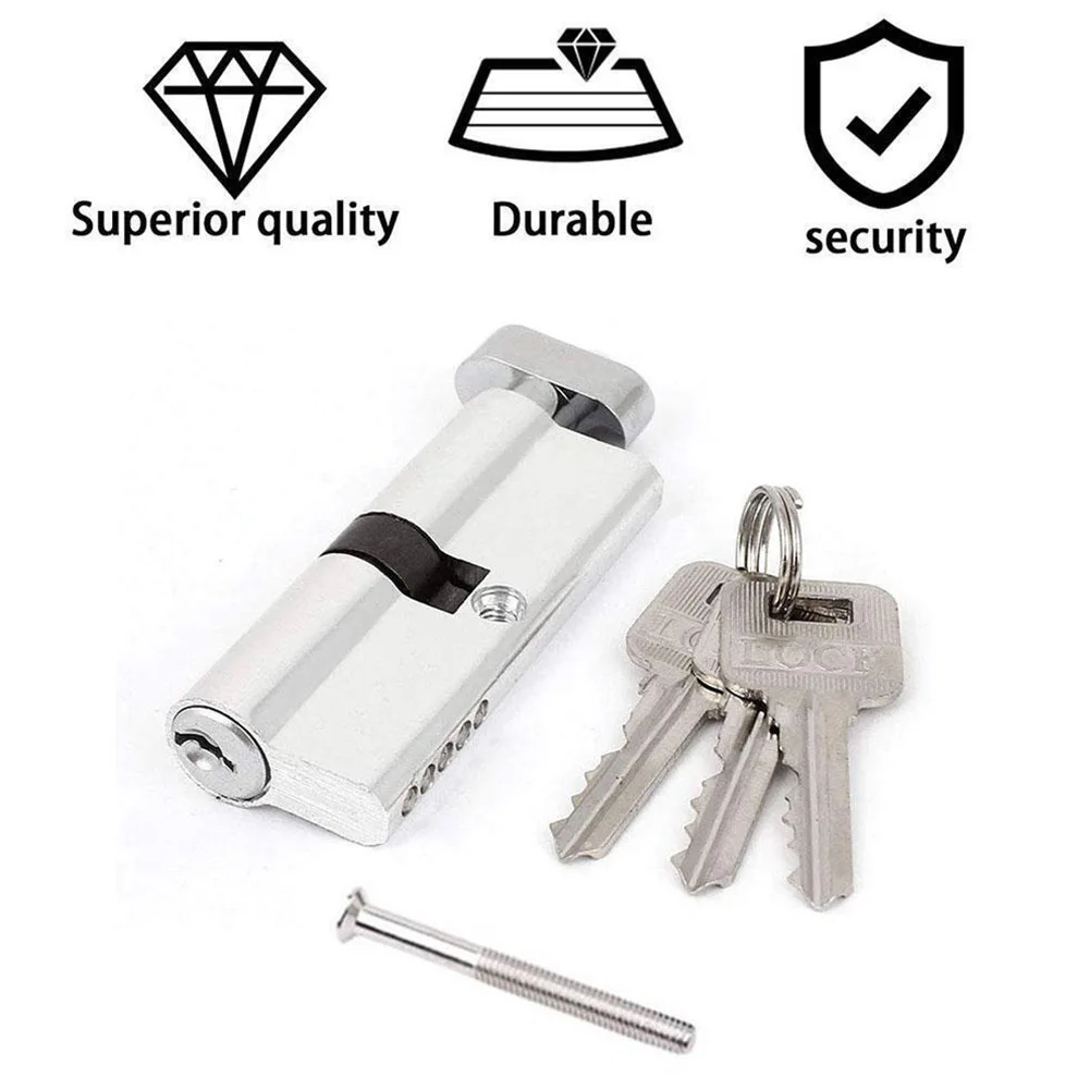 Door Locks Cylinder Thumb Turn Cylinder Lock Anti Pick 35/35 3 Keys Aluminum Alloy Home Hardware Lock Accessories