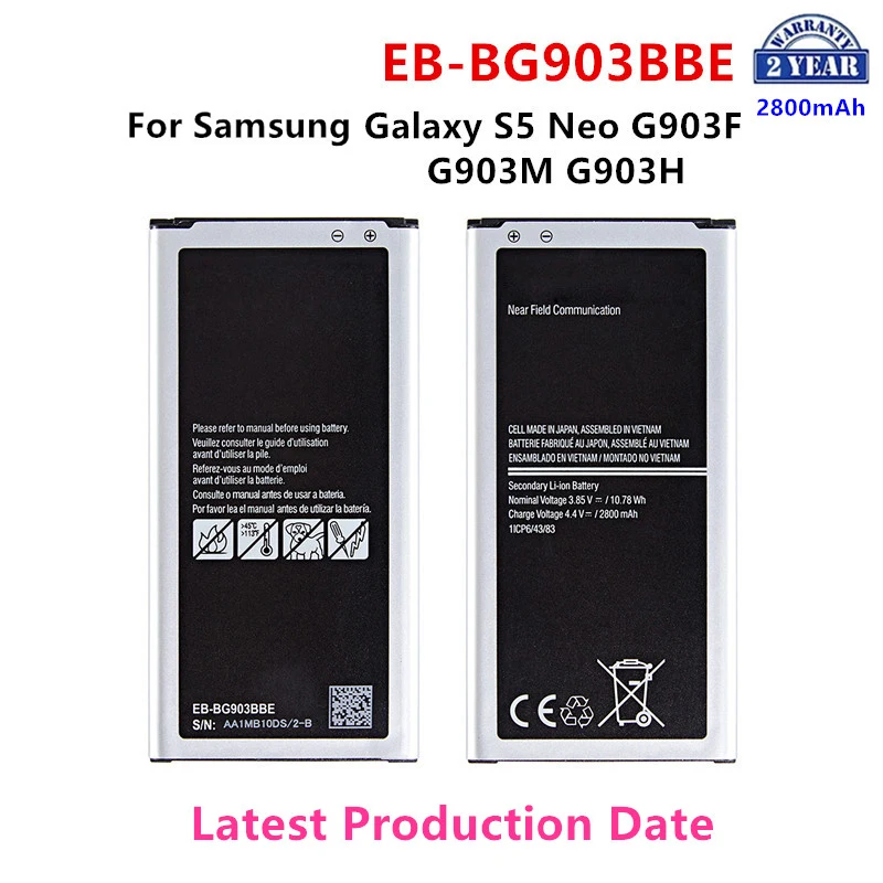 

Brand New EB-BG903BBE Battery 2800mAh For Samsung Galaxy S5 Neo G903F G903W G903M G903H Replacement Batteries with WO