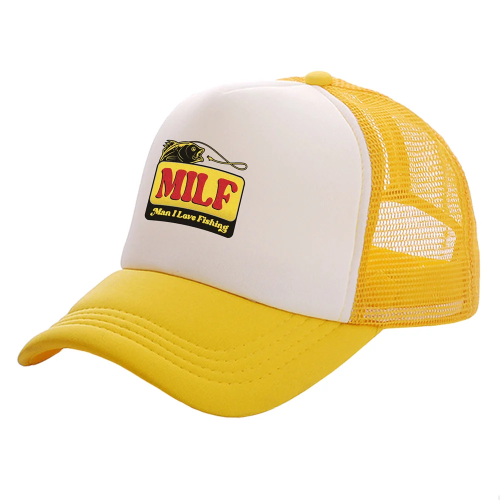 MILF Man I Love Fishing Trucker Cap Men Hat Baseball Cap Cool Summer Unisex Mesh Net Caps