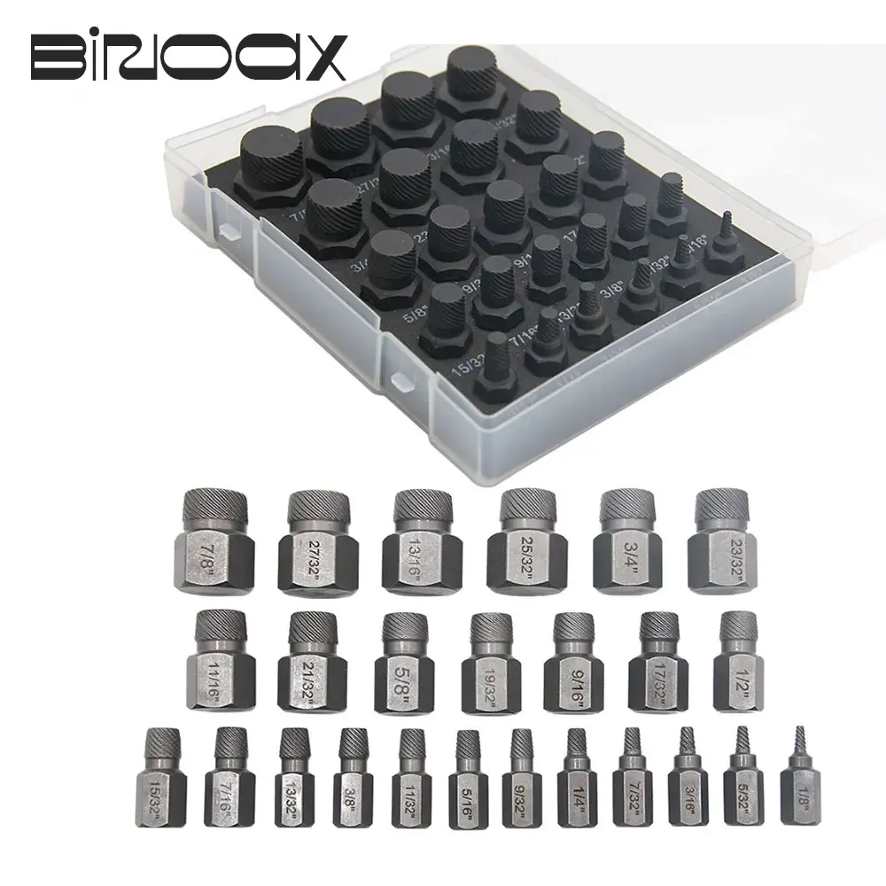 Binoax csavaros extractor állítsa 25-pieces multi-spline Villámcsapás állítsa Rontás fejét Króm Molibdén Keverés Acél Tompa hegyű Villámcsapás Folttisztószer