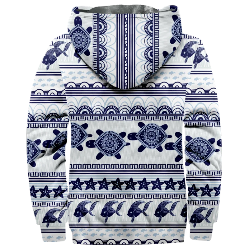 New Creative Cotton Coat Hooded Sweater Casual Print Men's Fur Loop Arctic Velvet Zipper Patch Pocket Hooded Sweater a42