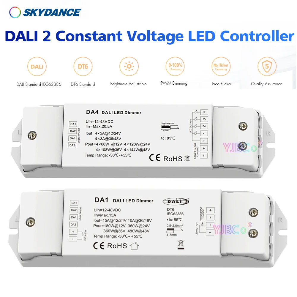 Dali LED Dimmer 12V 24V DT6 Constant Voltage Dimmming Driver Single color LED Strip Light 1CH or 4 Channel Dimmers Controller