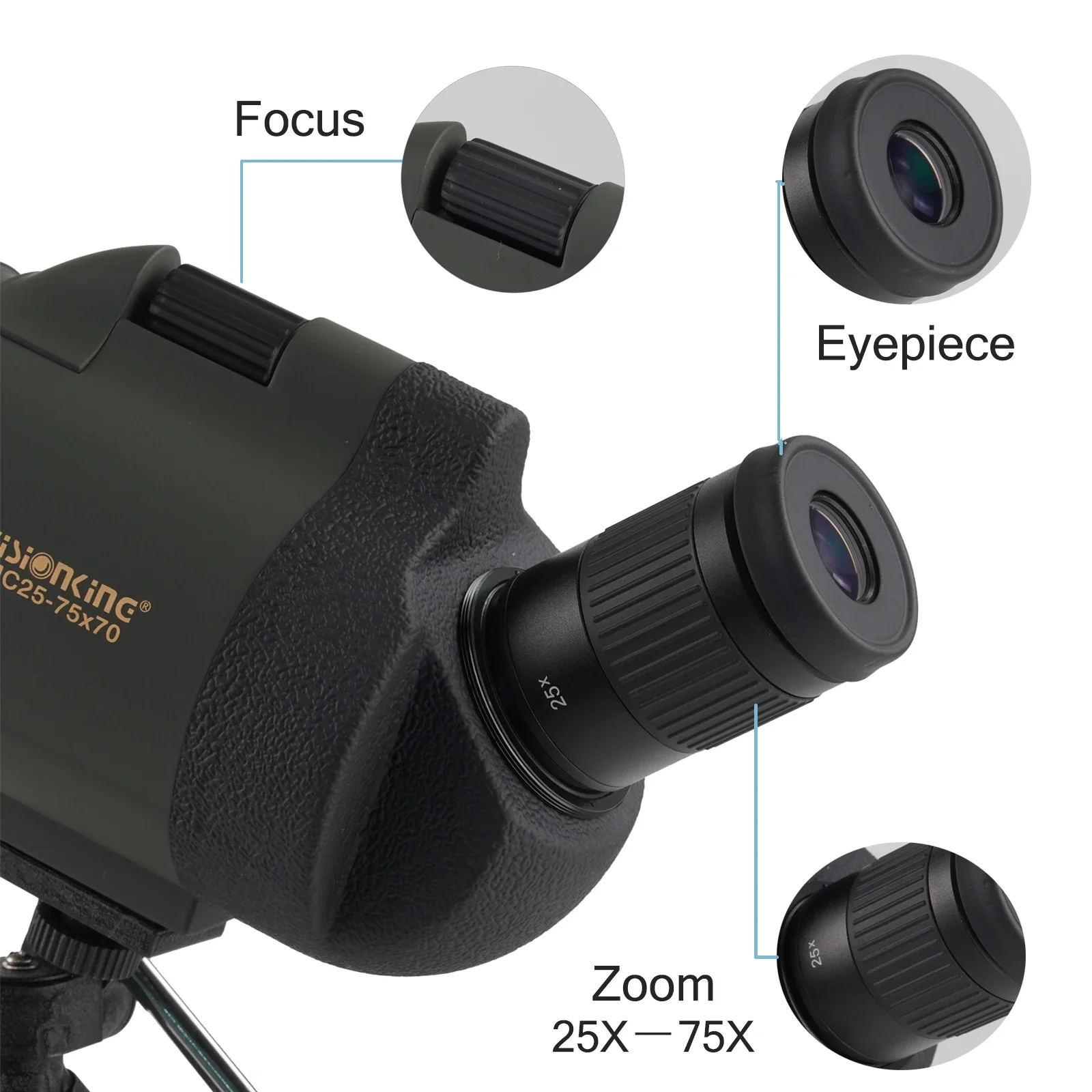 Visionking 25-75x70 Telescope Spotting Scope Monoculars Long Reach Powerful Shooting Target Bak4 Waterproof With Tripod Camping