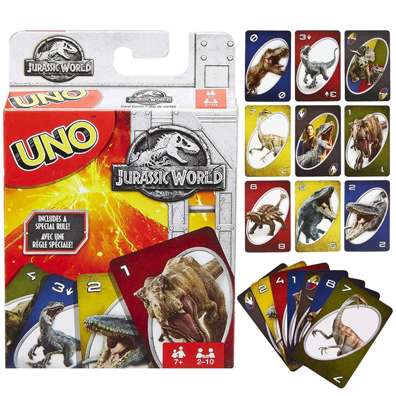 Настольная игра Мир Юрского периода UNO 13 карт динозавры - Цена: 272,25 - 368,63 руб.