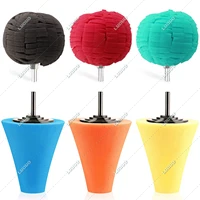 Car Hub Buffing Sponge Polishing Kit Used For Electric Drill Auto Wheel Polishing Sponge Burnishing Ball Polishing Cone Set 1