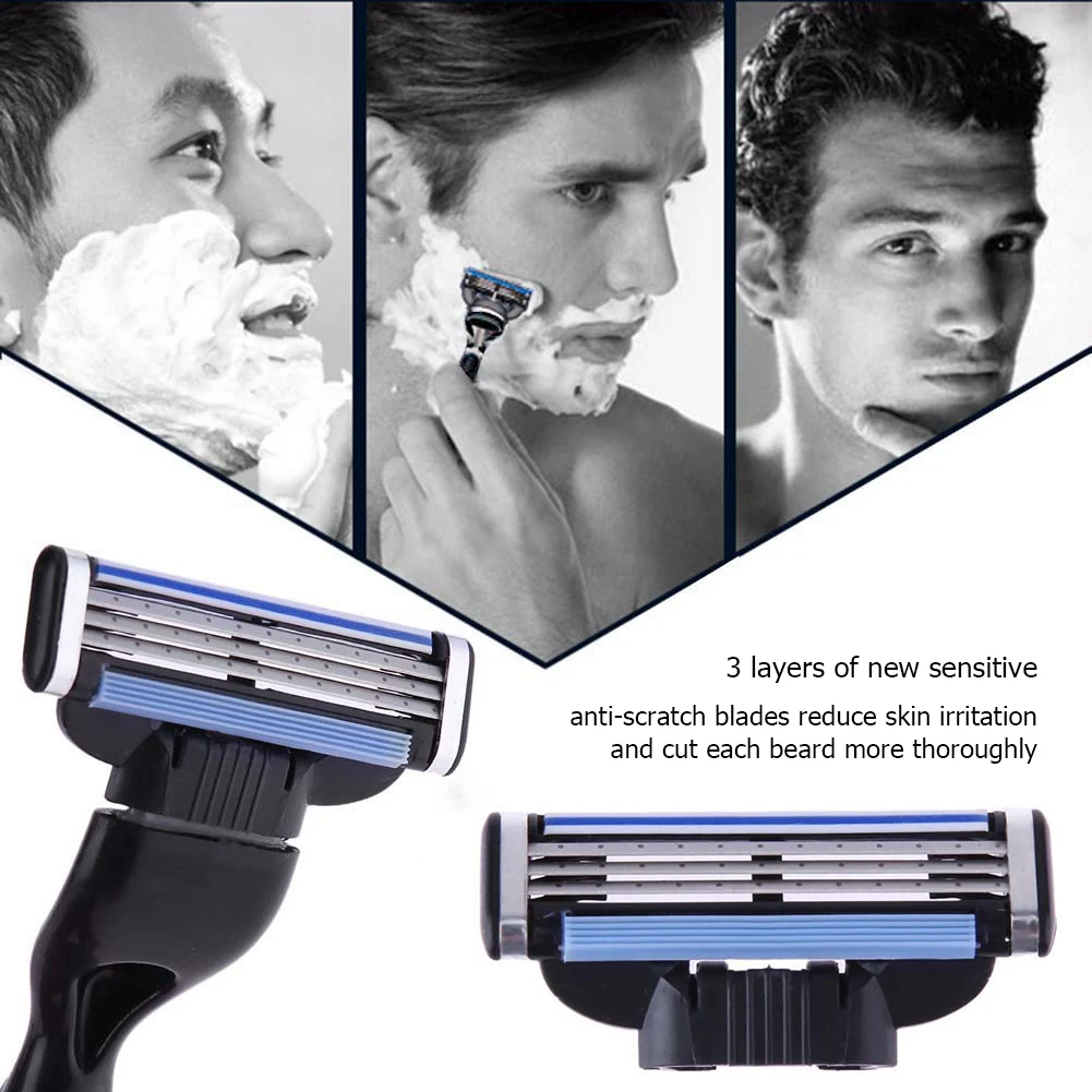 8-48Pcs Shaver Cutting Head for MACH 3 Men Stainless Steel Blade Sharp Changeable Shaver Head Accessories Gifts 3 Layer razor parts