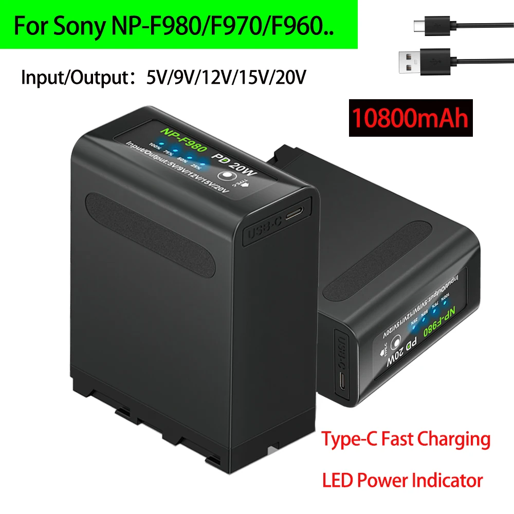 NP-F Placa Adaptador de Batería para Sony NP-F980, 970, 750, 550, Batería con Entrada Tipo C, D-Tap, USB-A, Ssalida 12 V CC / 8,4 V CC con Soporte de 1/4 para Alimentar Cámaras NP-F Placa Adaptador de Batería para Sony NP-F980, 970, 750, 550, Batería con Entrada Tipo C, D-Tap, USB-A, Ssalida 12 V CC / 8,4 V CC con Soporte de 1/4 para Alimentar Cámaras