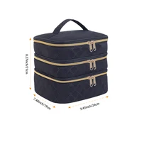 3-Layer Large Capacity Quilted Makeup Bag Organizer with Handles - Suitable for Travel and Home Organizer 2