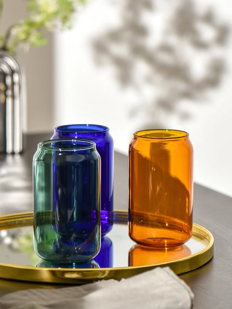 AhunderJiaz-Nordic Style Colorful Glass Mug High Borosilicate Heat-Resistant Material Coke Drinking Cups Home Decoration