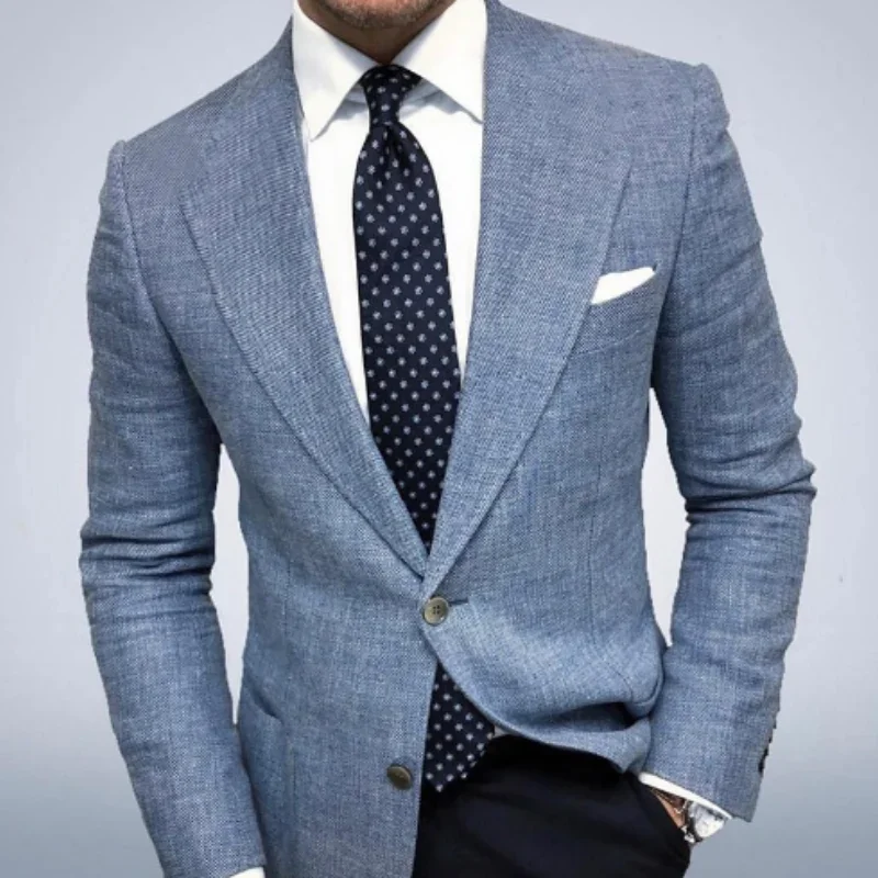 men's spring and autumn fashion printed double row suit jacket 6011