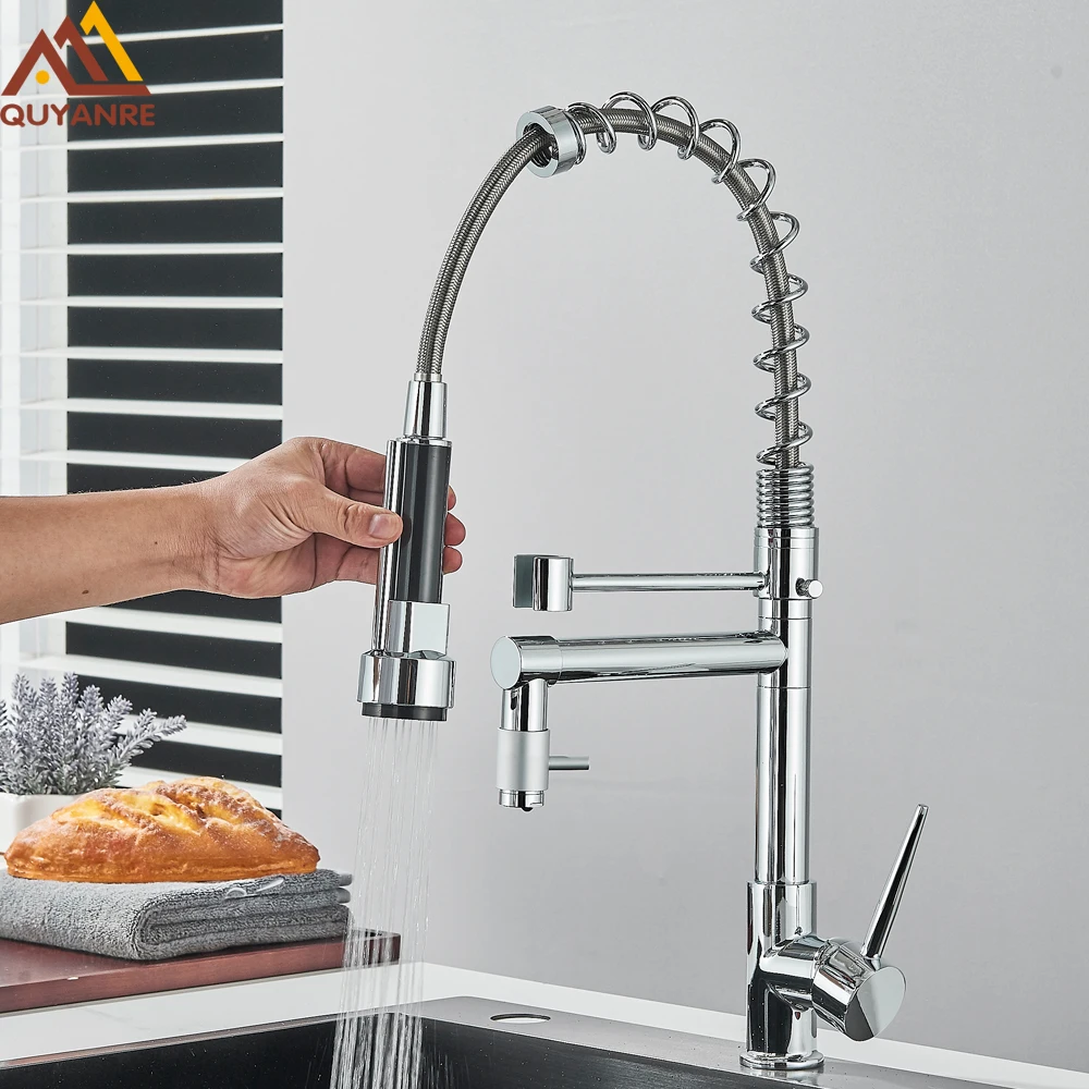 Description Picture 2 of itemSpring Kitchen Sink Faucet Pull Down Spray Single Lever Hot Cold Mixer Water For Kitchen Sink Dual Spout Faucet
