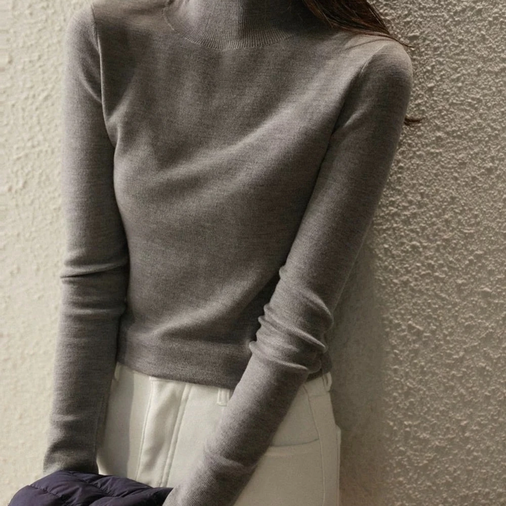 

Autumn Winter Pullover Sweater Fashion Half Turtleneck Knitted Female Jumper Long Sleeve Warm Soft Elastic Blouse For Woman