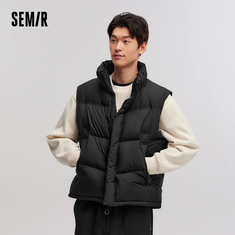 Semir Men Down Vest 2025 Winter Loose Waterproof Couple Matching Solid Versatile Outerwear