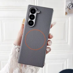 Ultra - Thin Magnetic PU Leather Folding Case with MagSafe for Samsung Galaxy Z Fold Series (GRAY)