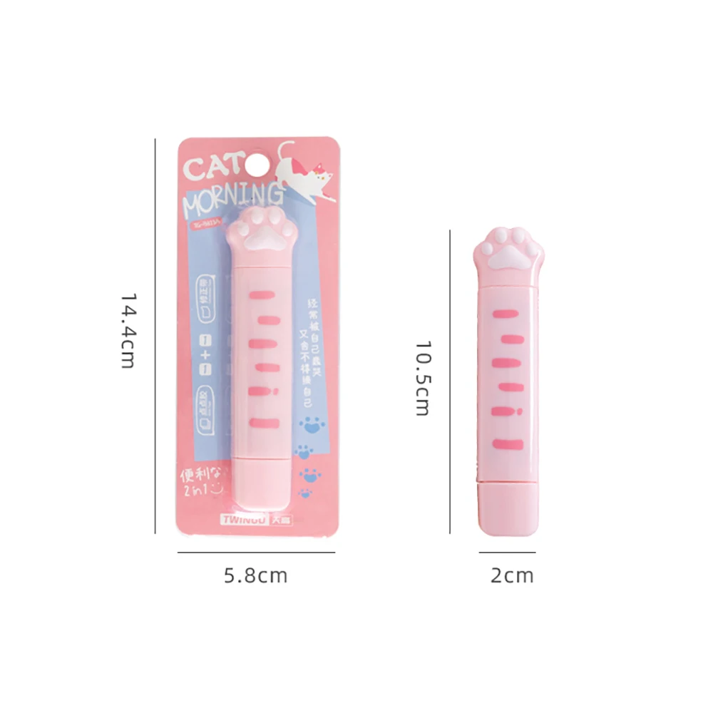 2 In 1 Cat Paw Correction Tape Eraser Novelty Double-head Tape Point Glue Student School Office Supply Stationery