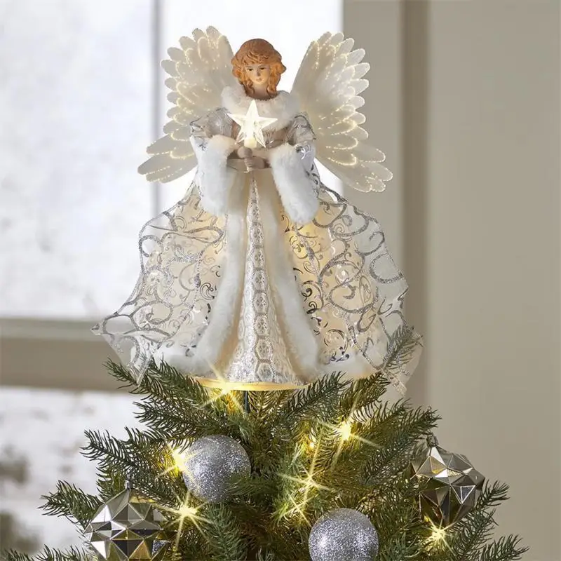 Christmas Tree Topper Angel Fairy LED Light Up Three-dimensional Christmas Tree Top Decoration Ornament