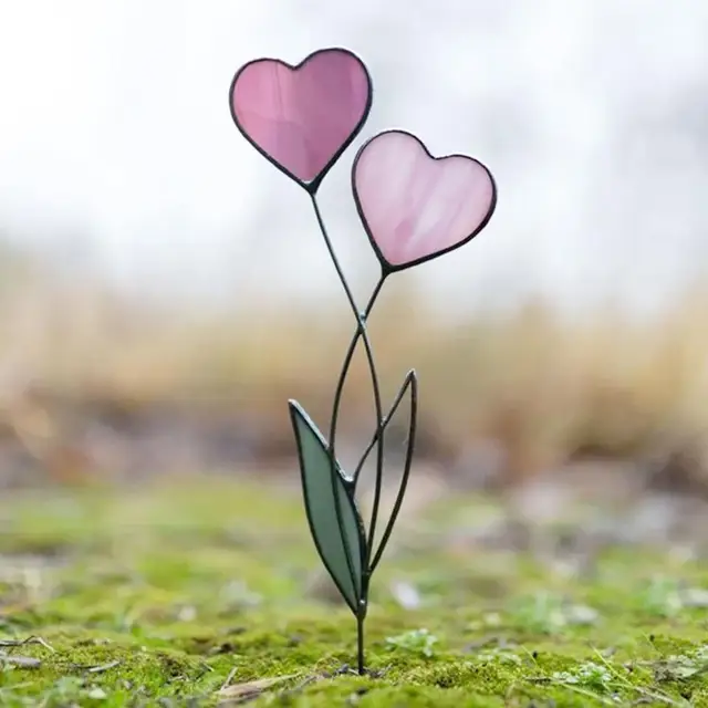 Színes Fém Szív Tét Virágfém Folttal Szerelmi Virágjel Udvari Betét Dekoráció Korrózió-Rezisztens Vízálló Udvar - Image 4