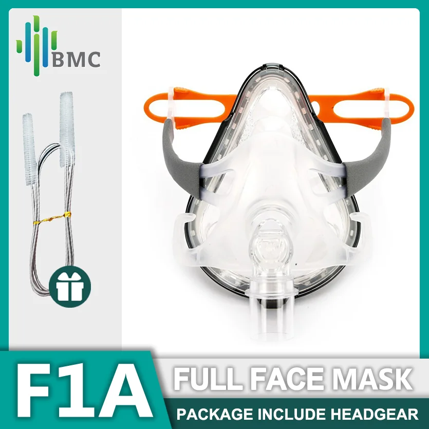 BMC CPAP Mask F1A Full Face Mask Anti Snoring With Free Headgear For CPAP Auto CPAP BiPAP Respirator Size S M L Snoring Therapy