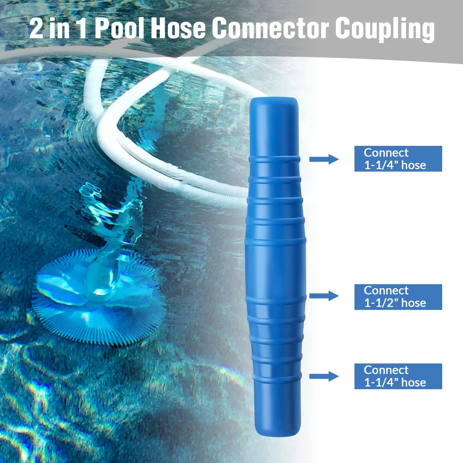 Pool Hose Coupling 2pcs PVC For 1-1/4" And 1-1/2" Filter Connection Hoses Swimming Pool Vacuums Cleaning Accessories