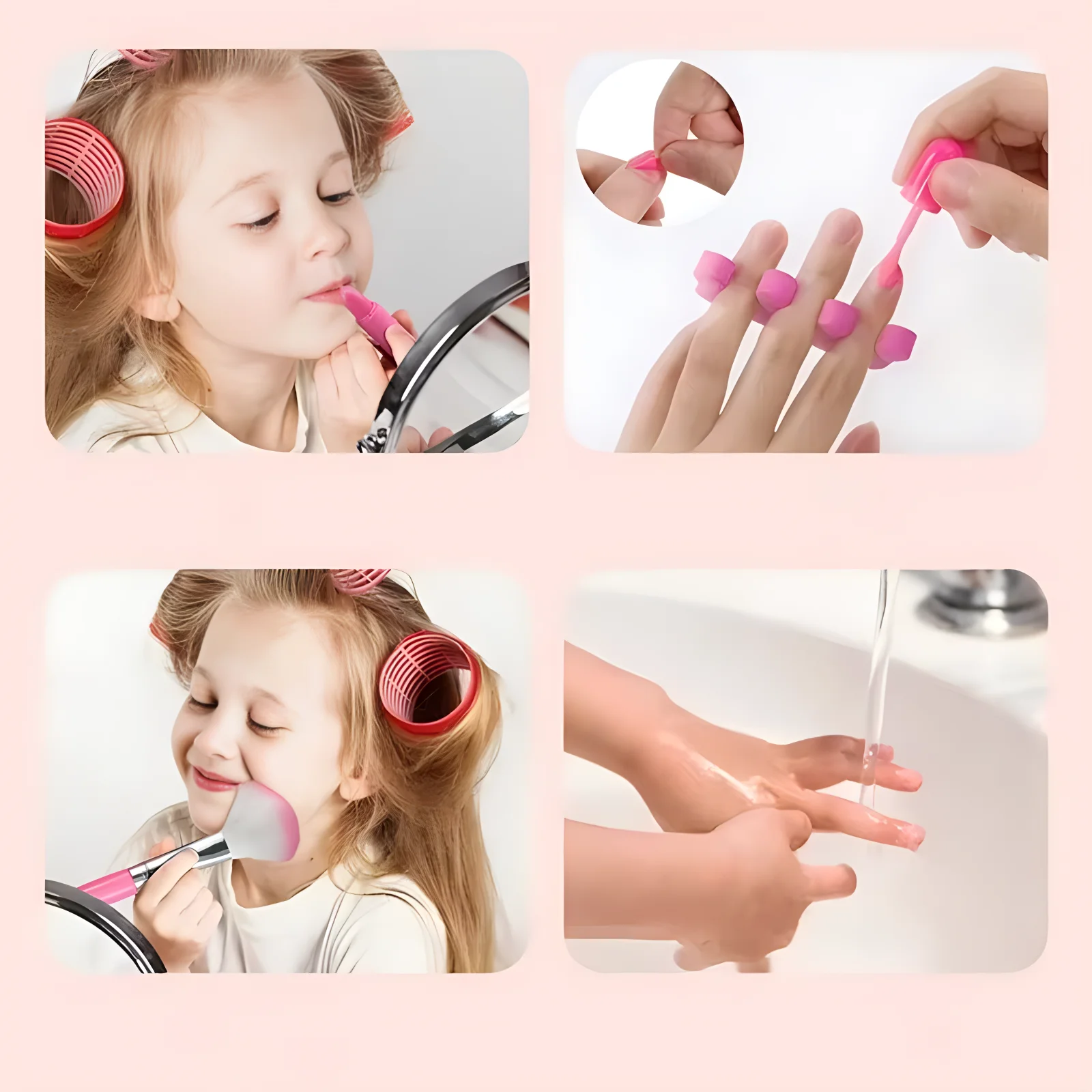 Girls Cosmetics Makeup Box Princess Makeup Girl Toy Play Set Lipstick Eye Shadow Nail Polish Nontoxic Kid Birthday Toy for Girls 4