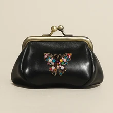 

Women Fashion Small Wallet Purse Key Holder Portable Pouch Purse Hasp Metal Design Coin Purse Pocket Ladies Leather Key Wallet