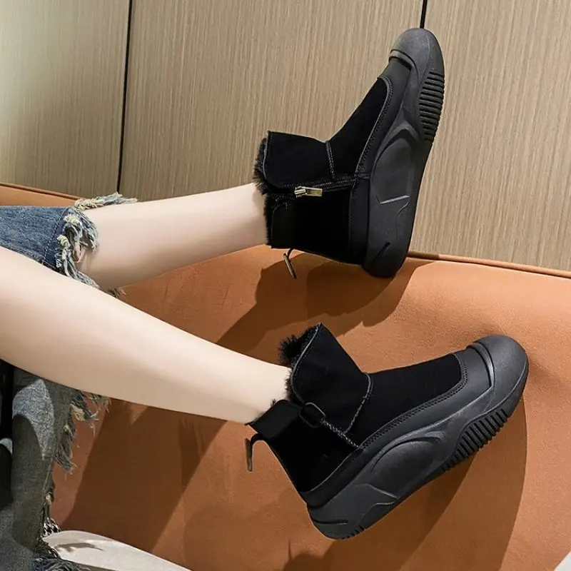 Handmade Women Shoes Retro Flat Casual Shoes Heel Lace-up Genuine Leather Plus Velvet Thickened Warm Winter Short Boots Sneakers