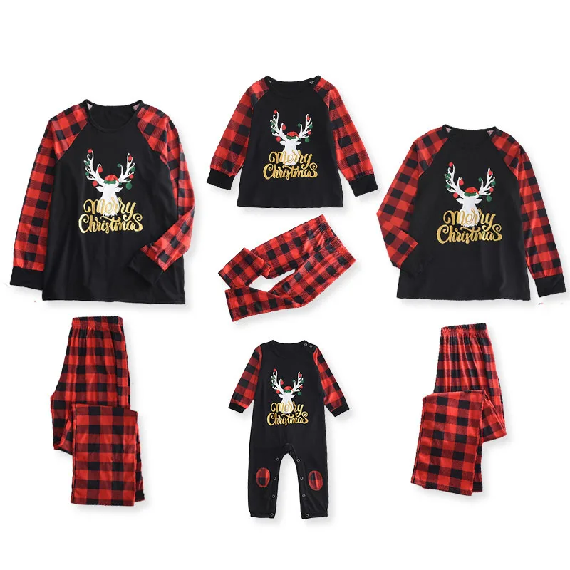 Menoea Family Matching Outfits Cartoon Christmas Printed Homewear Mom and Daughter Matching Clothes Pajamas Parent-child Wear