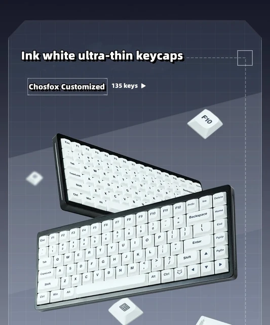 Chosfox 135 Keys Low profile PBT Keycaps Custom Slim MX