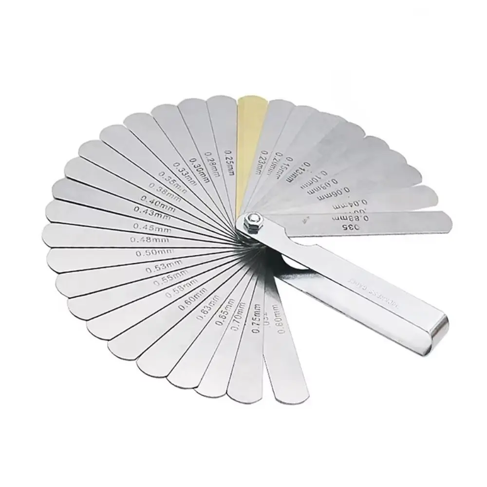 32pcs 블레이드 필러 게이지 스테인레스 스틸 0.0015-0.035inch 갭 게이지 정밀 측정 미터법 0.04-0.88mm 밸브 도구 세트