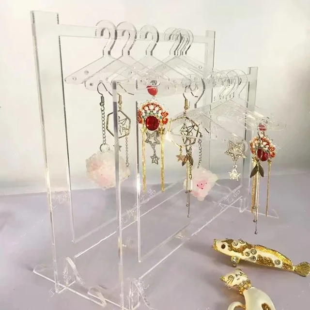 Soporte de exhibición de pendientes con forma de colgador de acrílico para  mujer, colgante de joyería