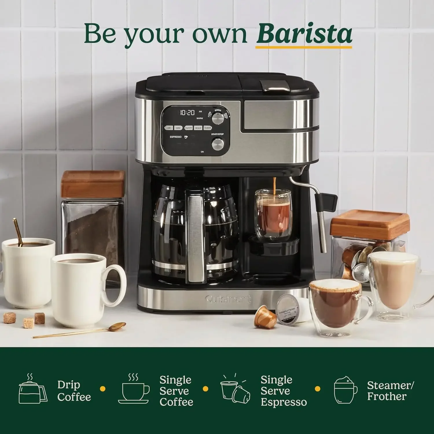 Coffeemaker, Coffee Center Barista Bar 4-In-1 Coffee Machine, Single-Serve Coffee, Espresso & Nespresso Capsule Compatible 2