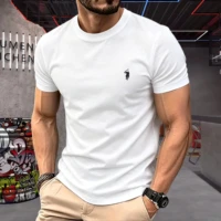 T-shirt Homme 100% Coton Pur à Col Rond, Nouvelle Collection Été 2026, Haut à Manches Courtes Brodé Poney, T-shirt Décontracté Tendance Sport Quotidien 5