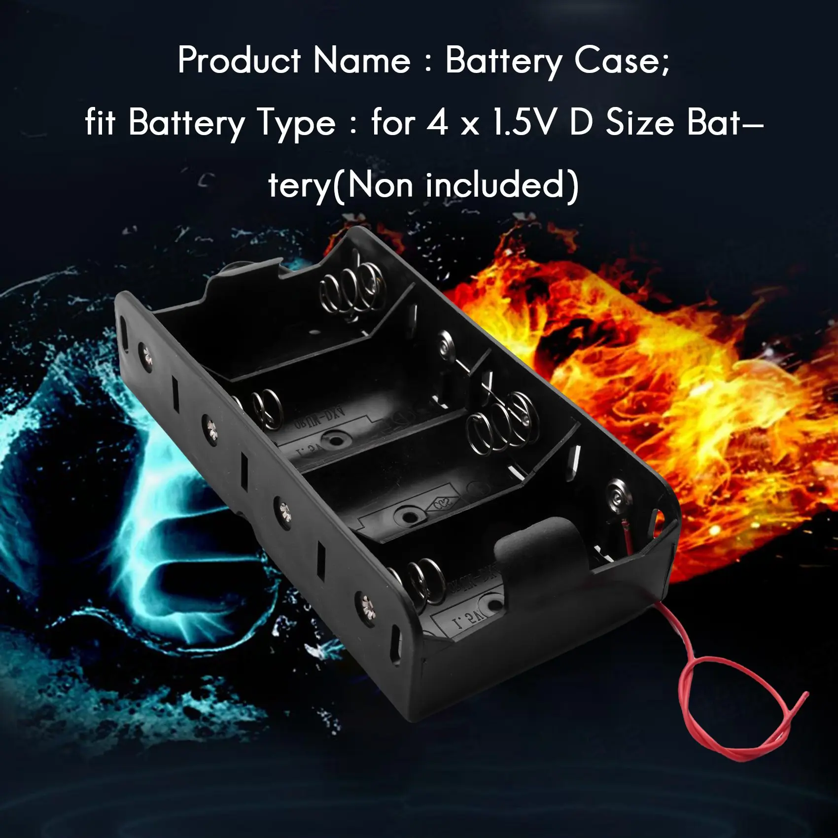 A02R 스프링 클립 검정색 4 x 1.5V D 크기 배터리 배터리 홀더 케이스