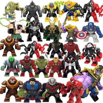 Building Blocks Marvel Transformation Figures Big Goblin Spiderman Iron Man Venom Captain Hawk Deadpool Technic Armor Gift Toys 1