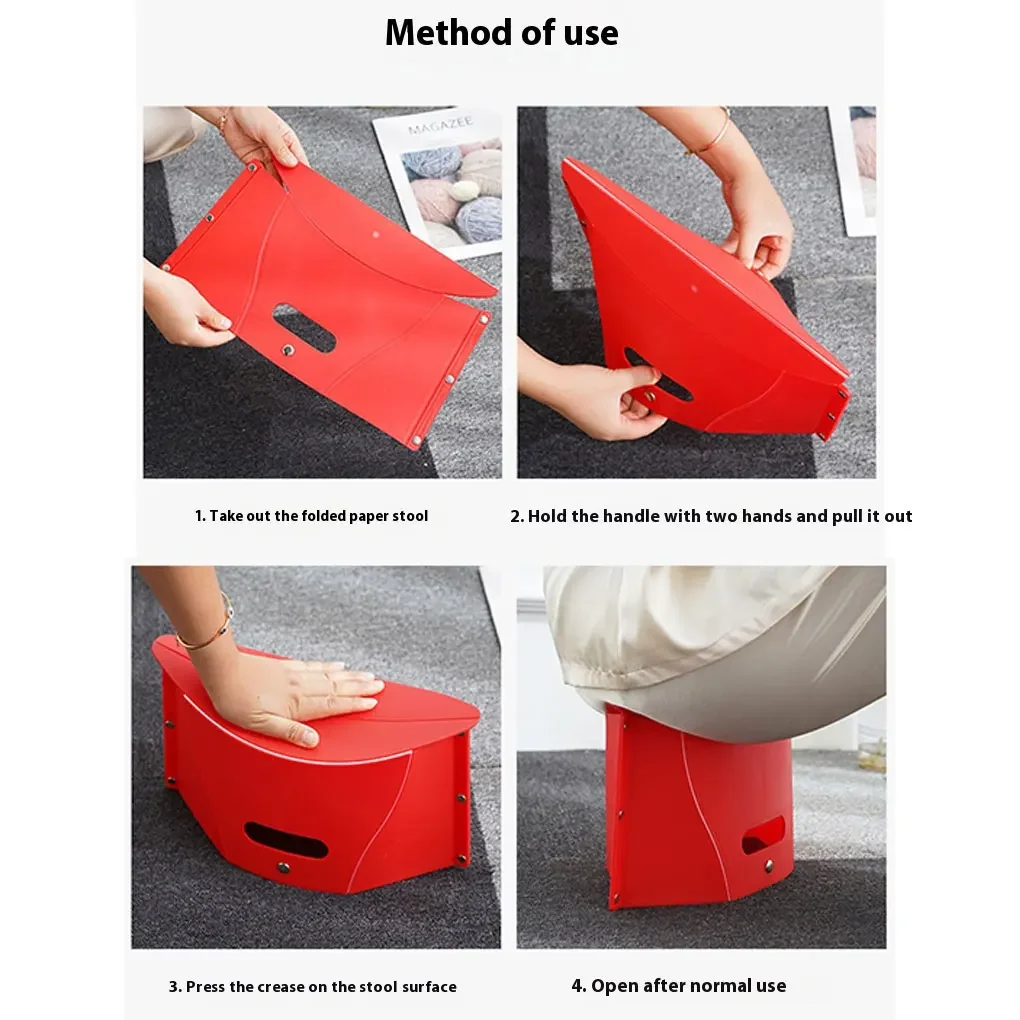 Multi-function Non Slip Plastic Chairs Portable Folding Step Stool Card Folding Shrink Hand basket Outdoor Camping Fishing Chair
