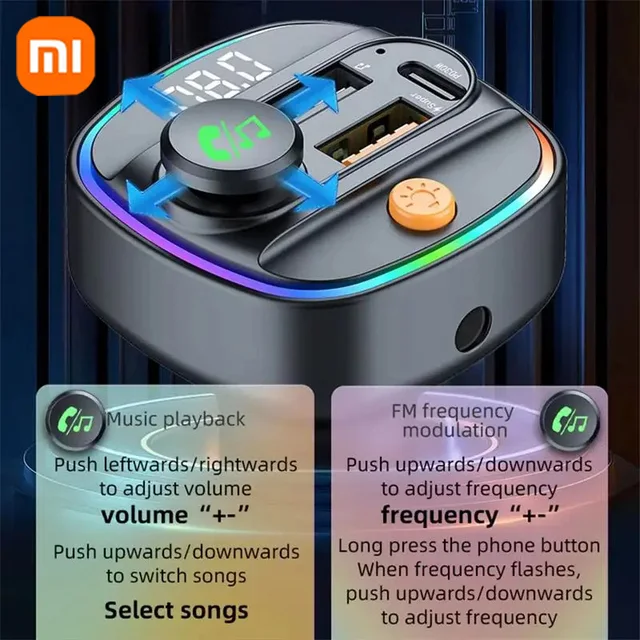 Car FM Transmitter Bluetooth with Fast Charging Adapter 3