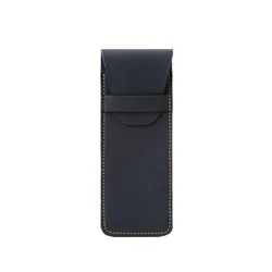 Vintage Leather Pen Sleeve - Compact Organizer for Office, Travel & Home (Dark Blue)
