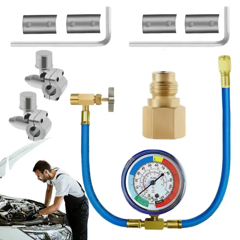 Kit Di Ricarica Del Gas Refrigerante Dell'Aria Condizionata R134A Kit Tubo Apriscatole Per La Ricarica Del Gas Del Condizionatore D'Aria Dell'Auto